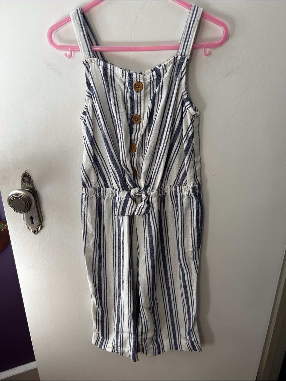 OshKosh B'gosh Navy and White Striped Tie-Front Jumpsuit